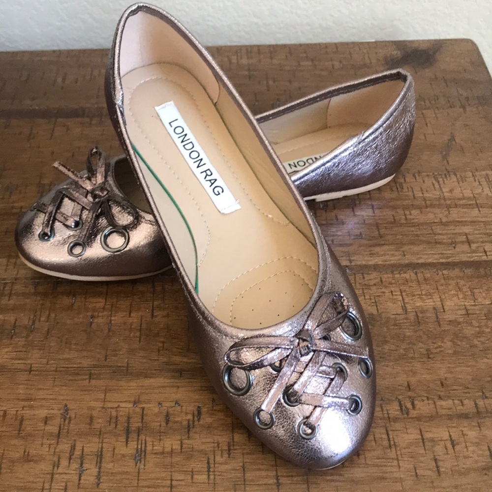London Rag pewter lace flats